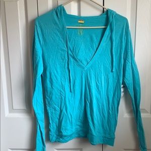 NWT Teal deep-v hoodie